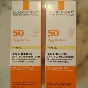 La Roche Posay Anthelios SPF 50 Mineral Light Fluid Sunscreen -Bundle of 2 - NEW